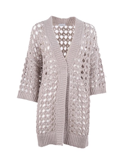 Shop BRUNELLO CUCINELLI Saldi Cardigan: Brunello Cucinelli cardigan mesh in juta e cotone.
Chiusura con bottone in corno.
Polsini e fondo in maglia a costina.
Lavorazione a rete.
Composizione: 55% JUTA, 35% COTONE, 10% POLIAMMIDE.
Made in Italy.. M3Y371006-C9593